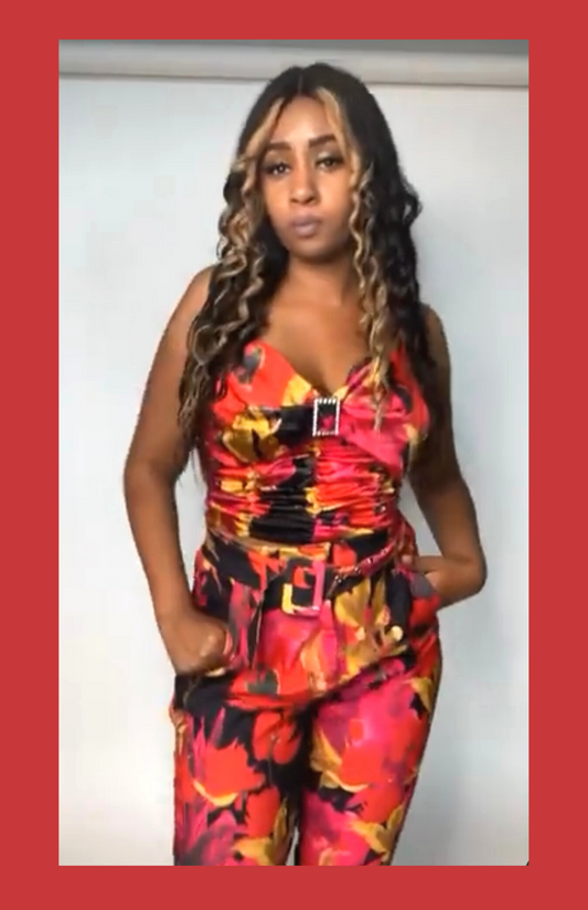 work outfit, red pants, red set, matching set,yup she bad outfits,office appareal, work work outfit, red trouser set, flower print, floral print, red tank top,