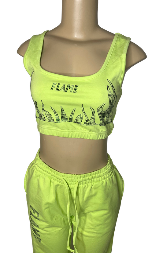 green joogers,jogger set, jogger,joggers,matching set,sets,tracksuit,sports bra,croptop,athletic wear ,leasure wear,active wear,work outfit,jogging pants,jogging pants sets,neon green set,neon green joggers,yup she bad