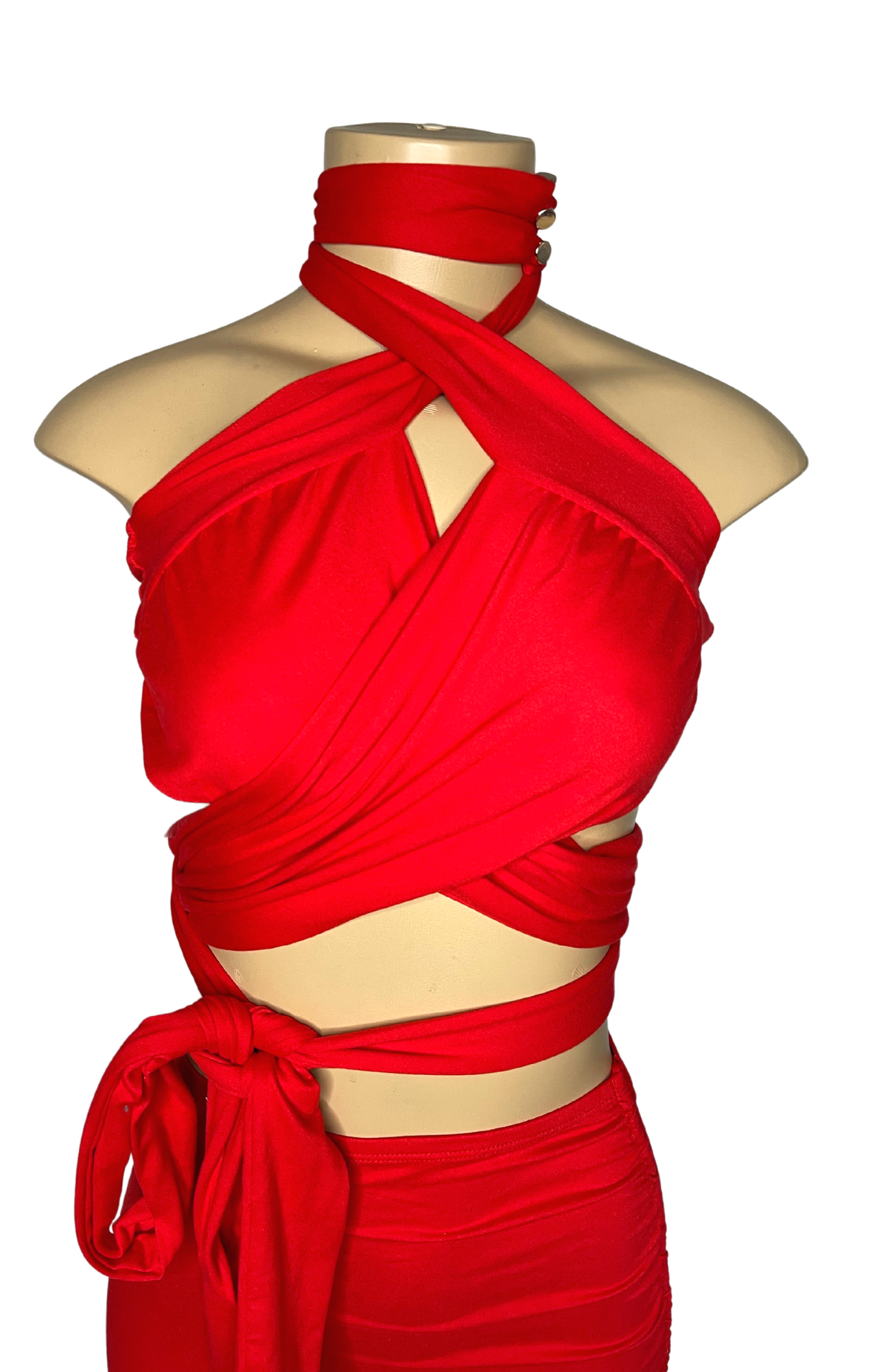 red, red oufit,stretchy oufit,skirt set,crop top,wrap around top,maxi skirt,matching,set,sets,red sets,yup she bad, yup she bad sets,valentines outfit, valentines day outfit,