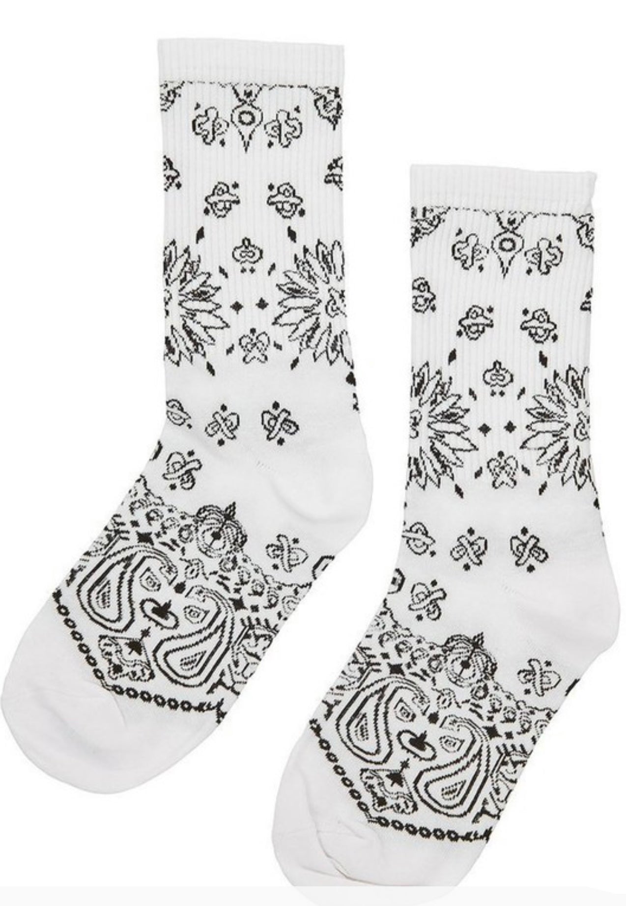 bandana print, socks, white socks ,
