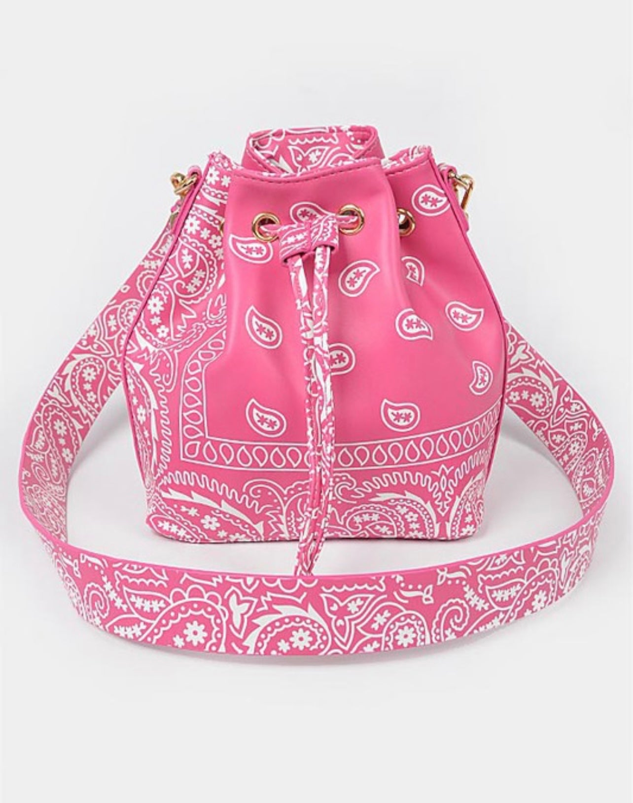 Bandana print, bag, bucket bag, pink bag ,