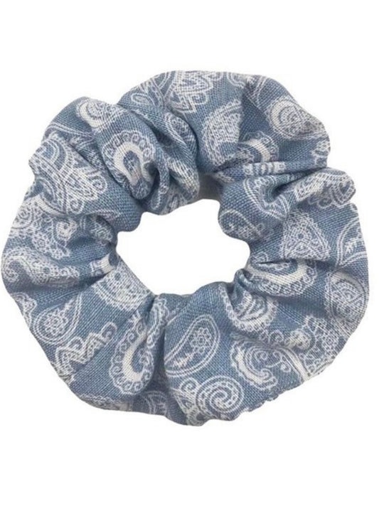 bandana scrunchie, hair tie blue scrunchie,