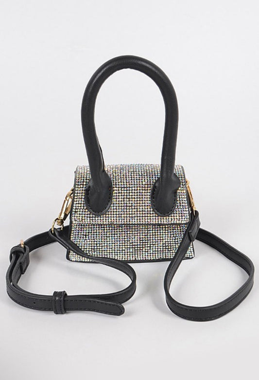 mini bag, mini purse, rhinestone bag, silver bag ,crossbody,