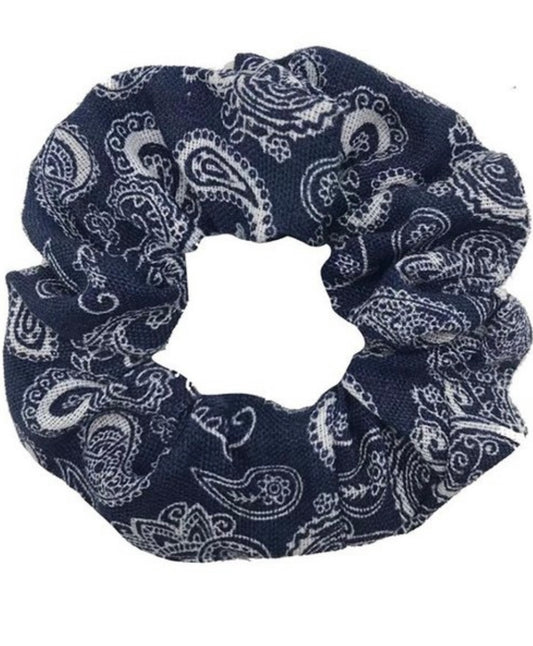 bandana scrunchie, hair tie blue scrunchie,