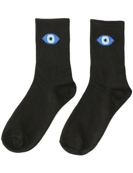 black socks, evil eye socks,