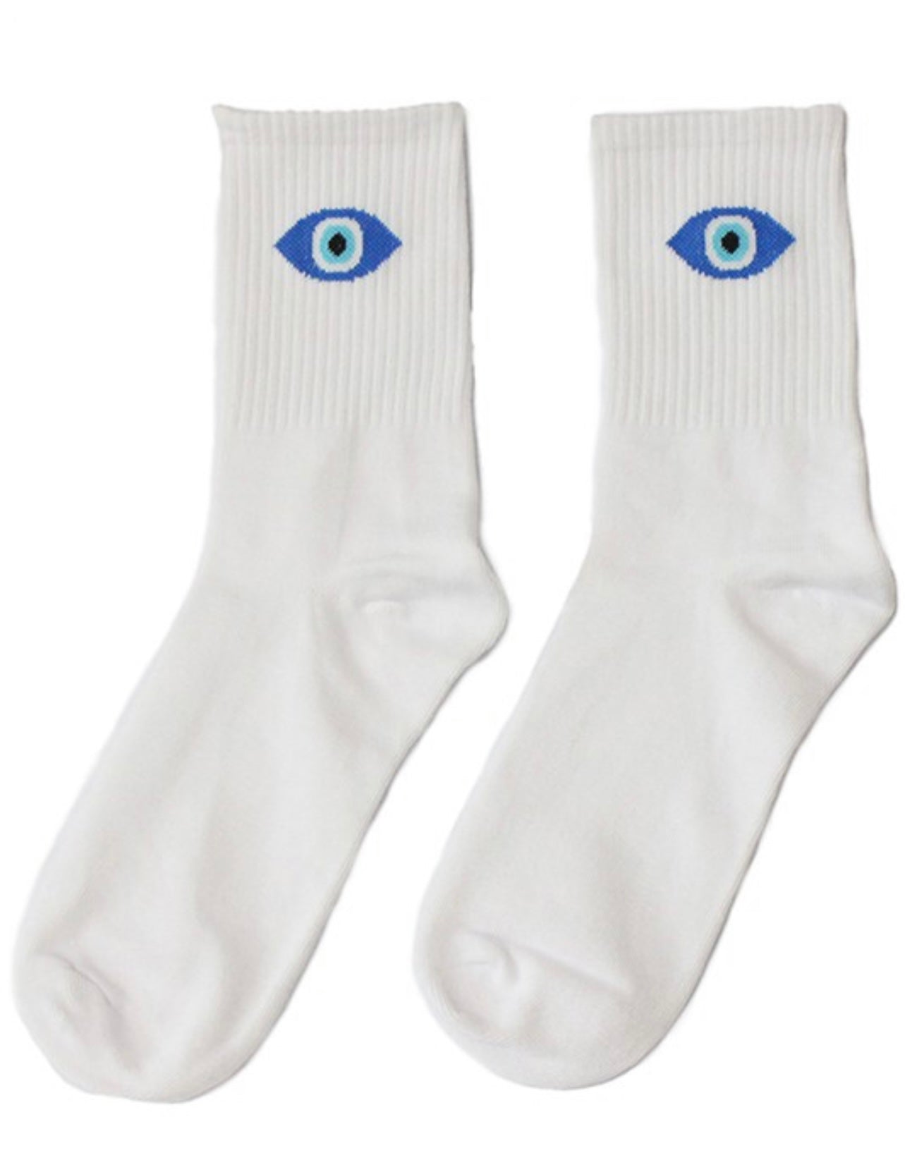 white socks, evil eye socks,
